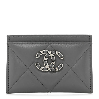 Chanel Lambskin Quilted Chanel 19 Card Holder Grey 1 of 13