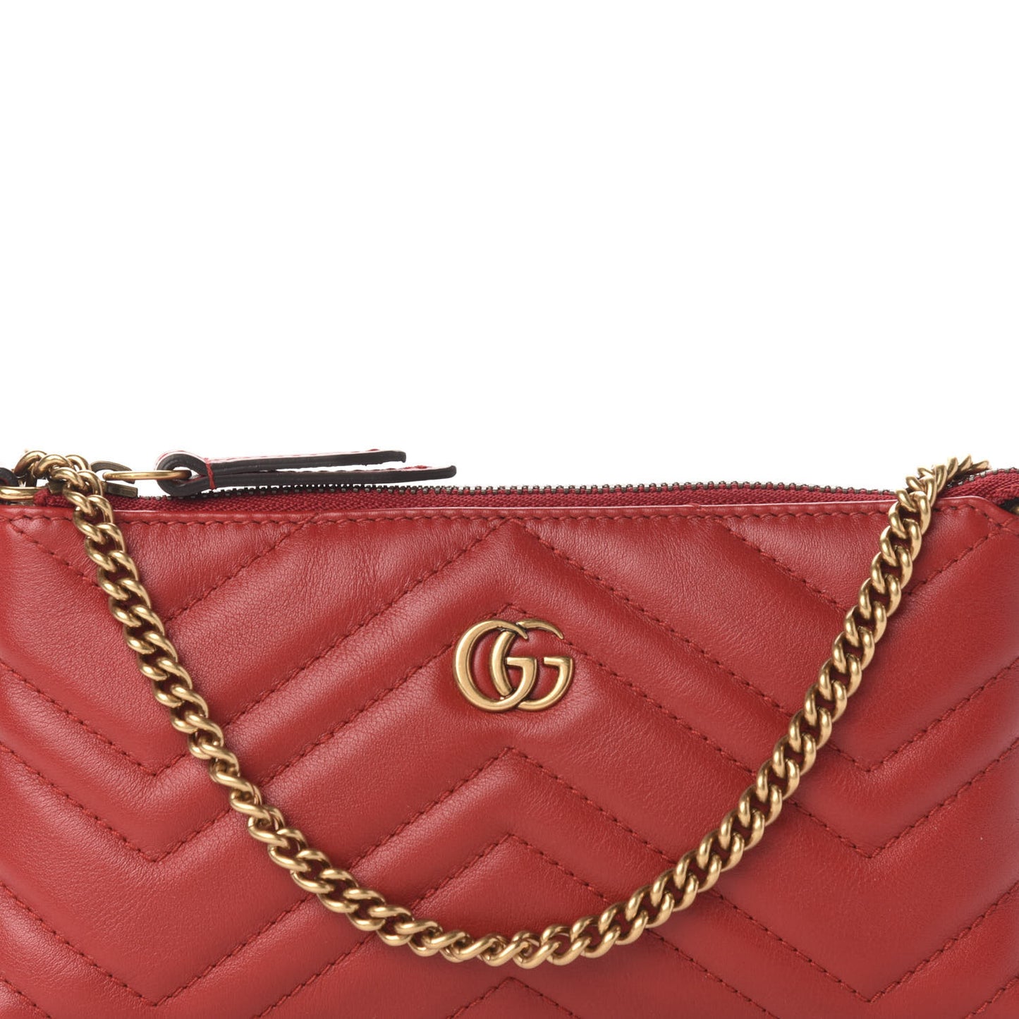 Calfskin Matelasse Mini GG Marmont Chain Bag Hibiscus Red