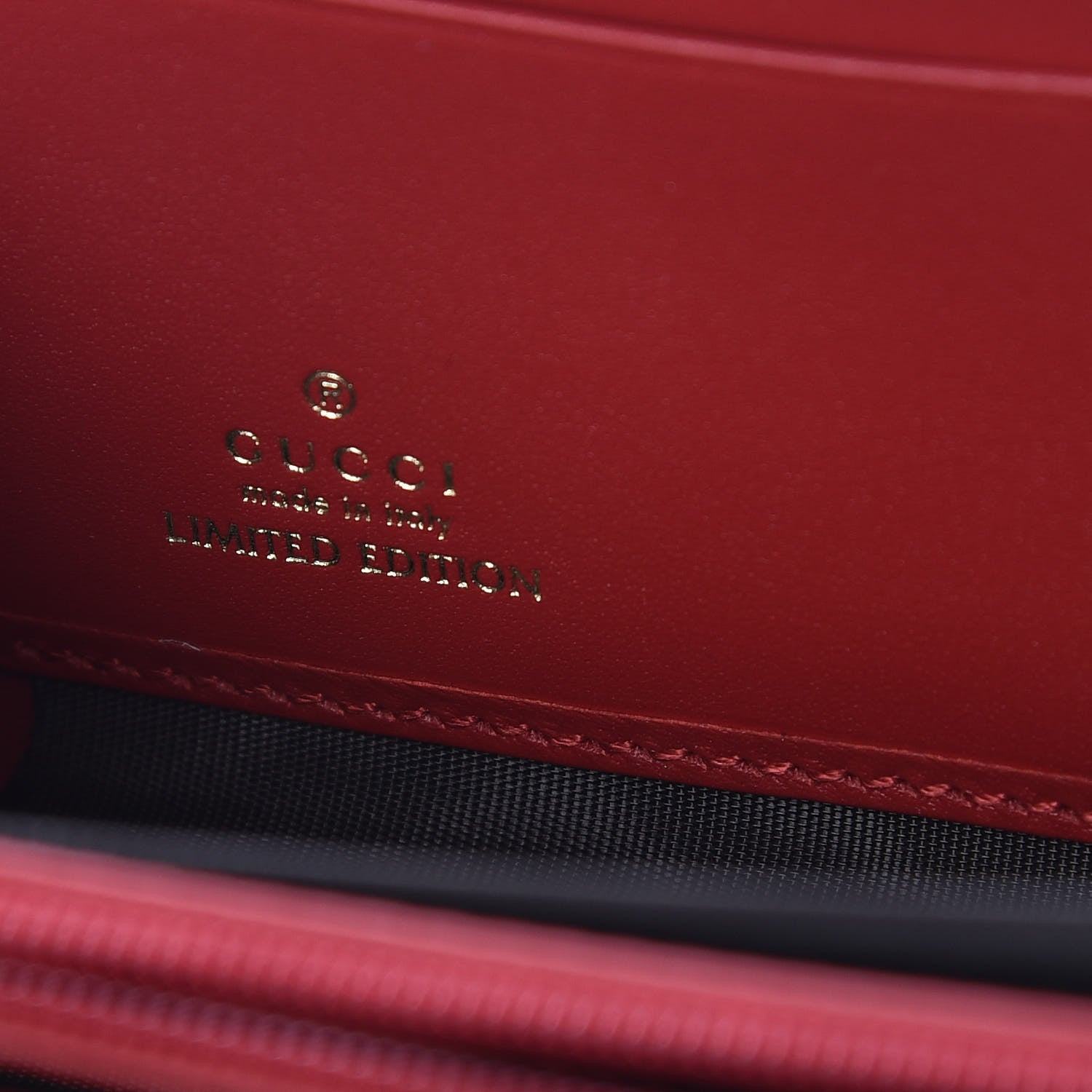 Gucci GG Supreme Monogram Kingsnake Heart Embroidered Zip Around Wallet Red 6 of 9