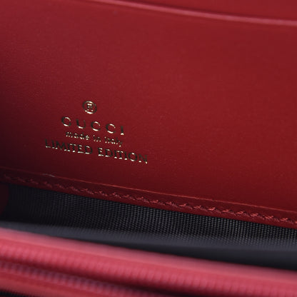 Gucci GG Supreme Monogram Kingsnake Heart Embroidered Zip Around Wallet Red 6 of 9