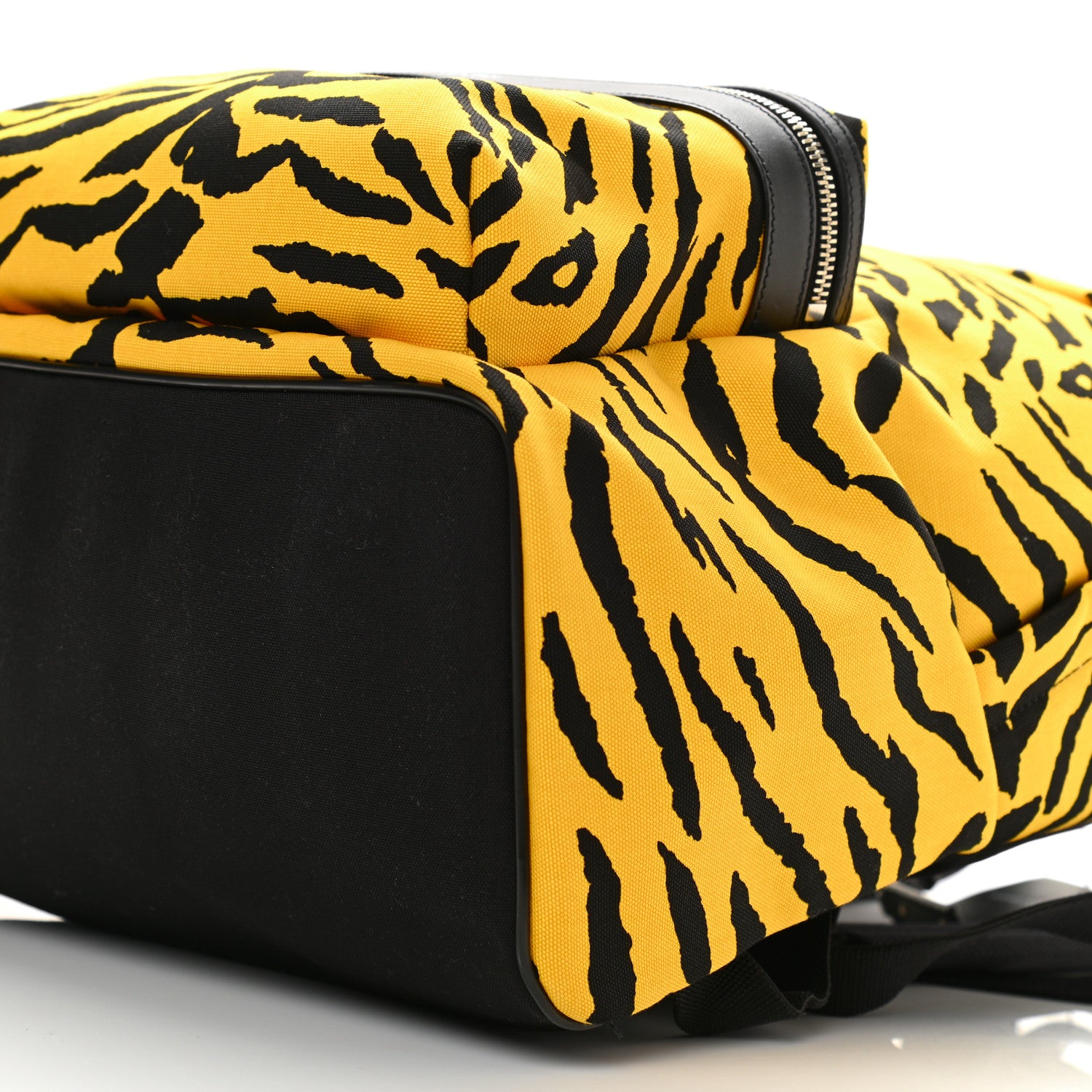 Saint Laurent Canvas Zebra Print City Backpack Yellow Black 11 of 11