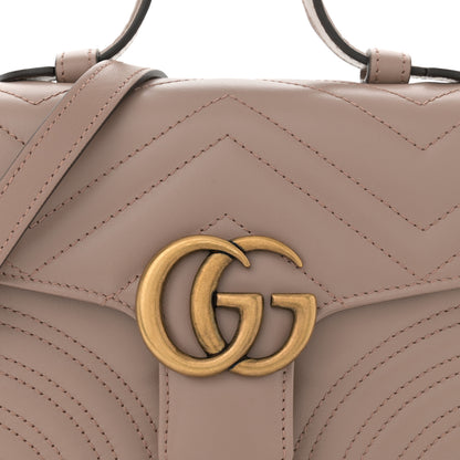 Gucci Calfskin Matelasse Mini GG Marmont Top Handle Shoulder Bag Porcelain Rose 8 of 12