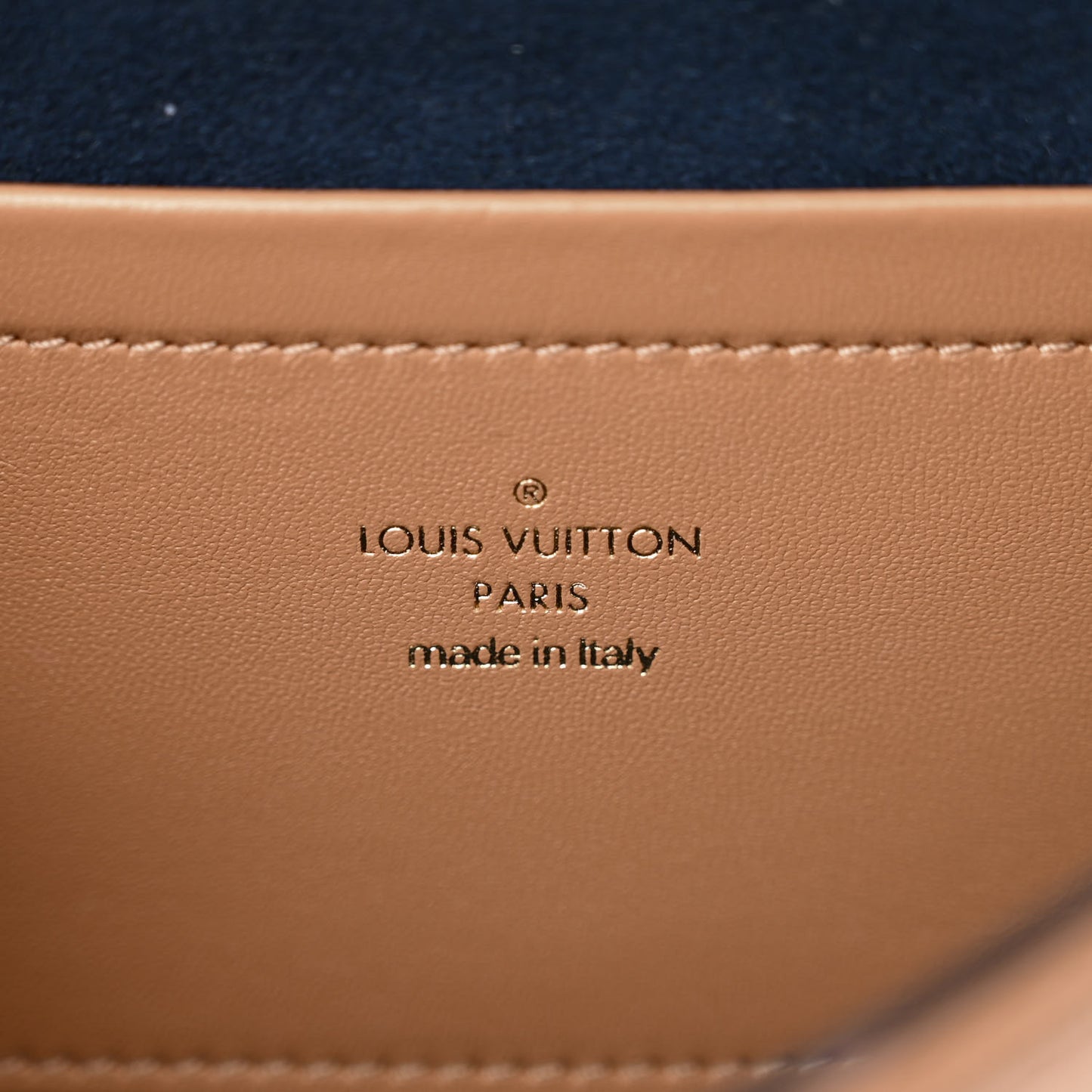 Lambskin Embossed Monogram Pochette Coussin Camel