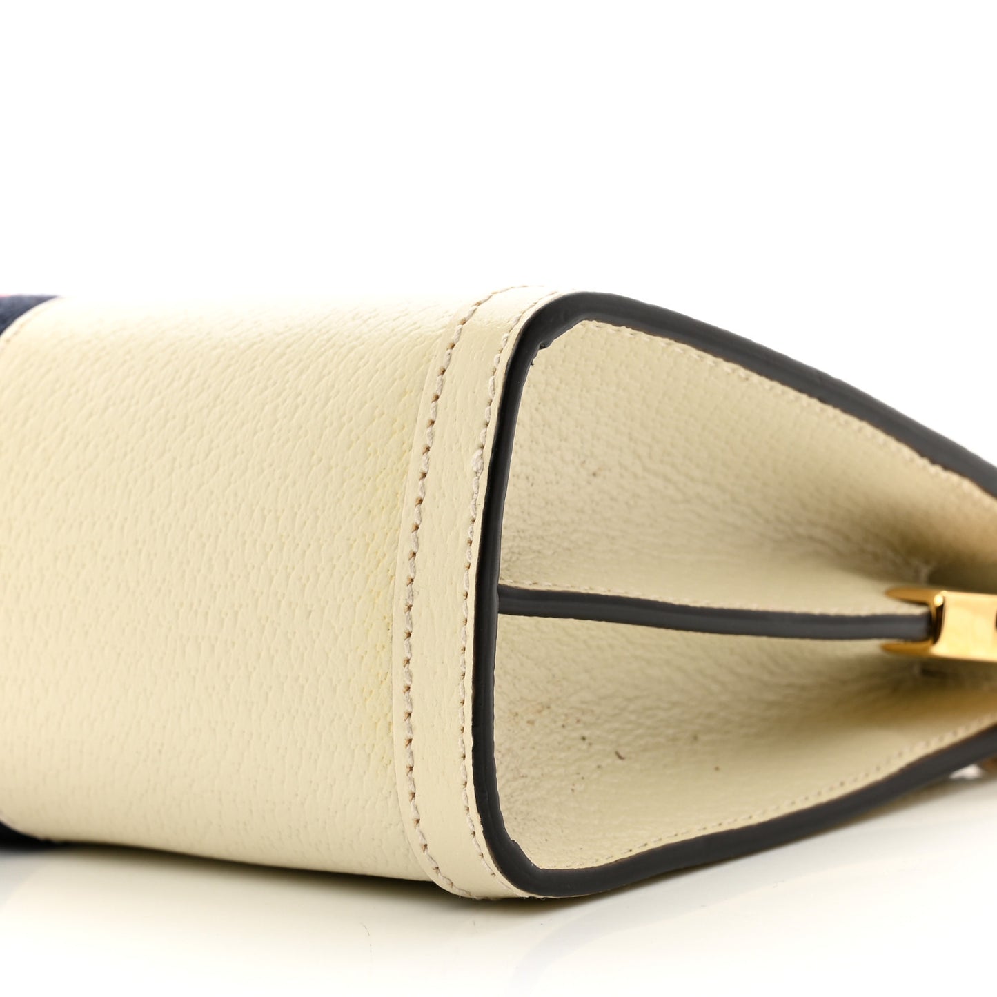 Textured Calfskin Web Small Ophidia Chain Shoulder Bag Mystic White