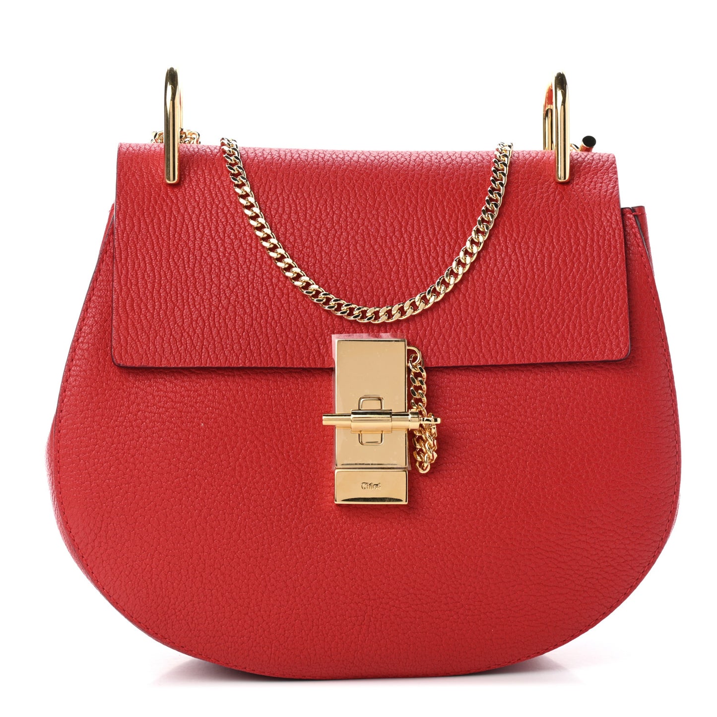 Grained Lambskin Drew Shoulder Bag Plaid Red