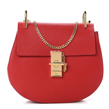 Chloe Grained Lambskin Drew Shoulder Bag Plaid Red 1 of 8