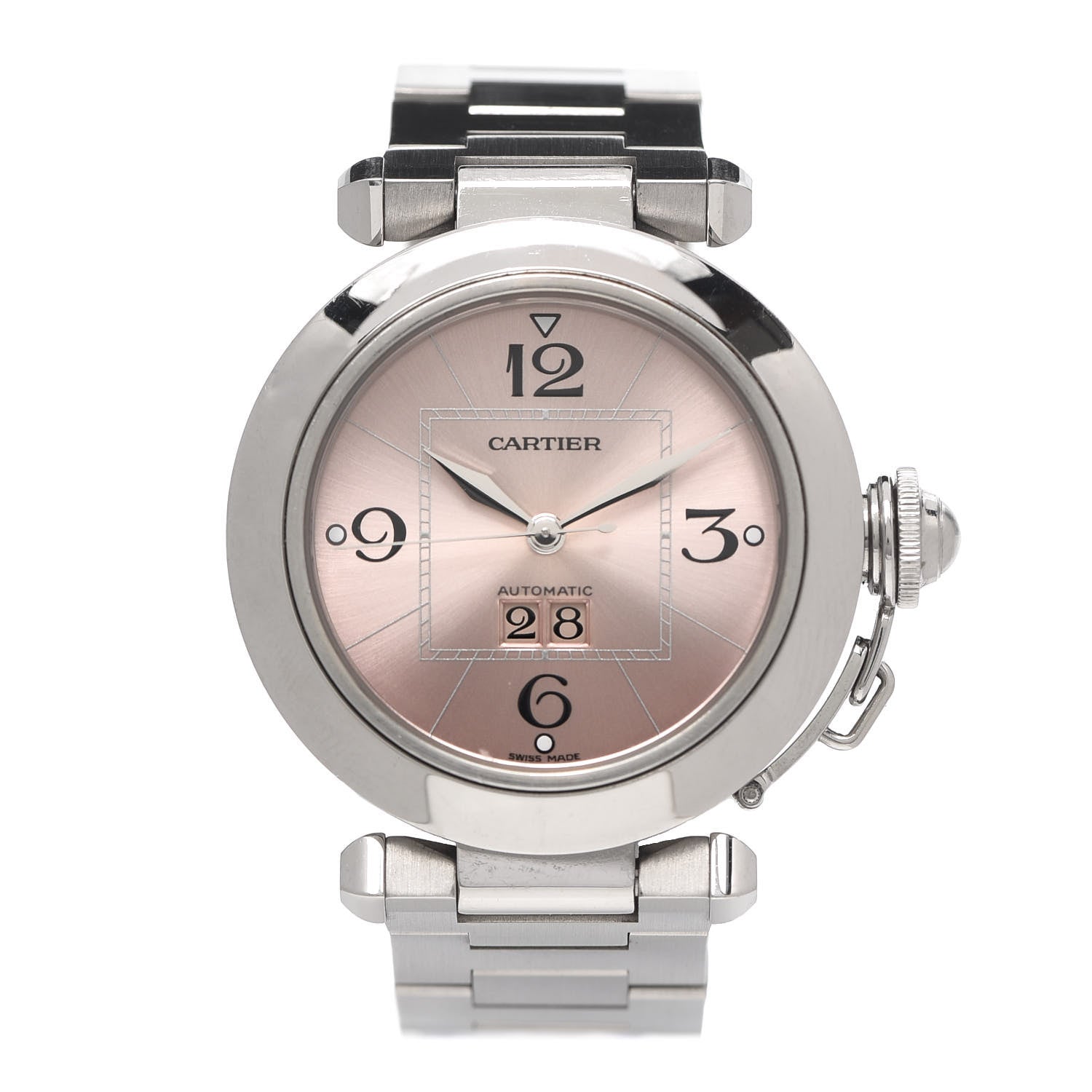 Cartier Stainless Steel 35mm Pasha C Big Date Automatic Watch Pink 1 of 5