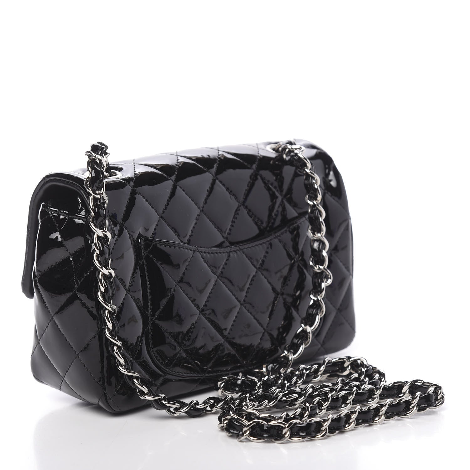 Chanel Patent Calfskin Quilted Mini Rectangular Flap Black 3 of 10