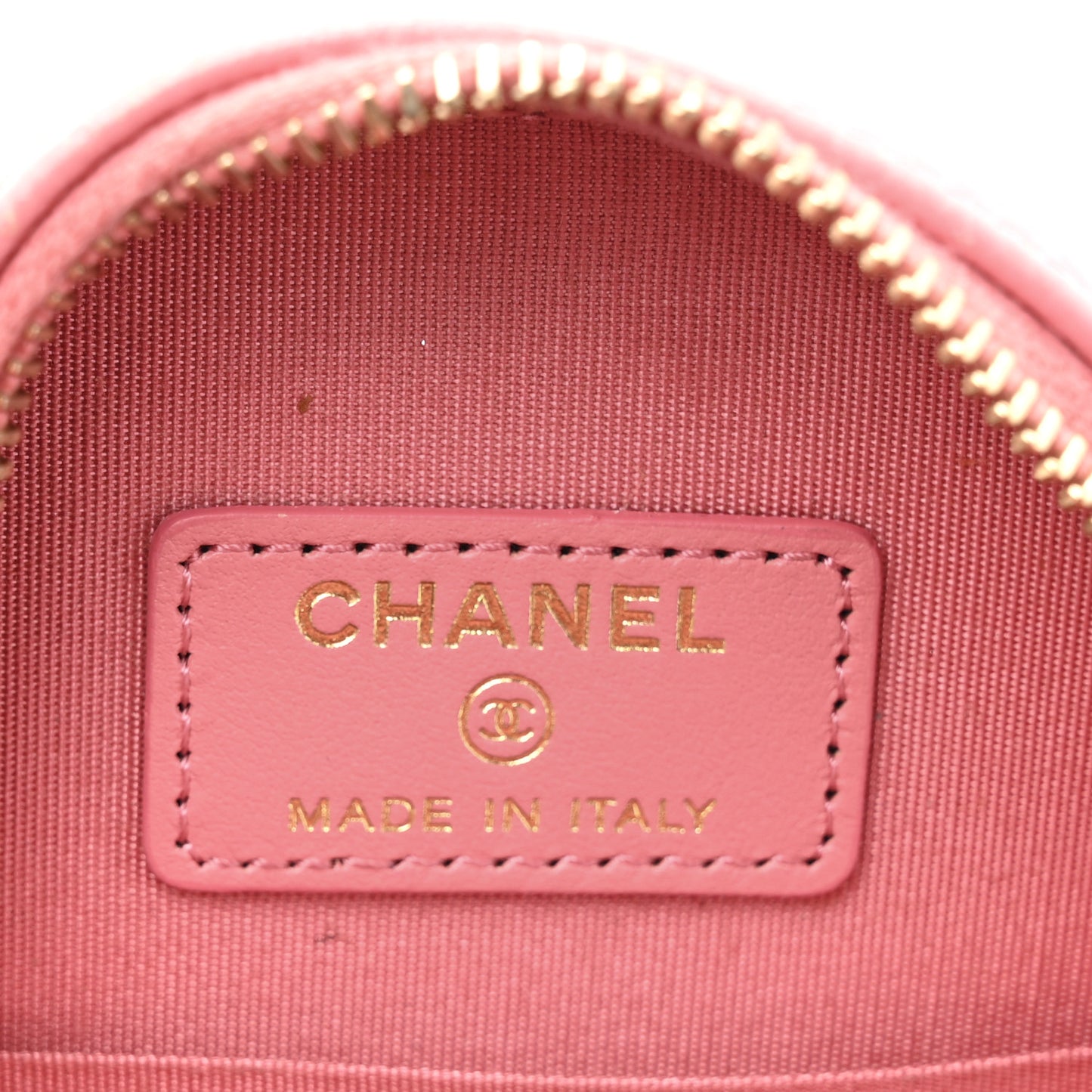 Caviar Camellia Embossed Round Clutch With Chain Pink