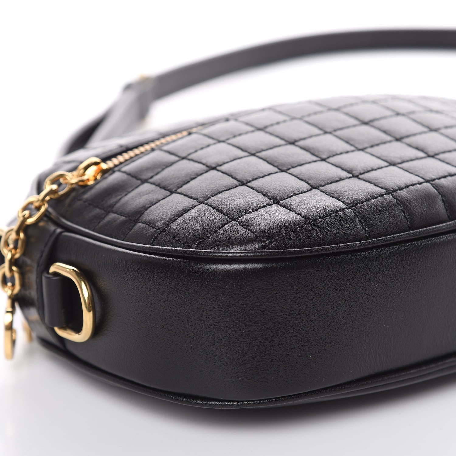 Celine Calfskin Quilted Small C Charm Bag Black 8 of 11
