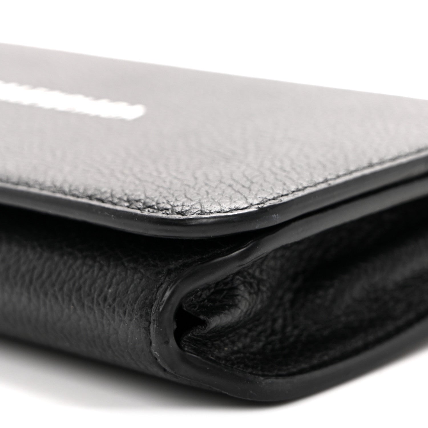 Balenciaga Grained Calfskin Logo Cash Phone Holder Wallet On Chain Black White 9 of 9