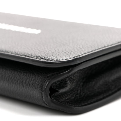 Balenciaga Grained Calfskin Logo Cash Phone Holder Wallet On Chain Black White 9 of 9