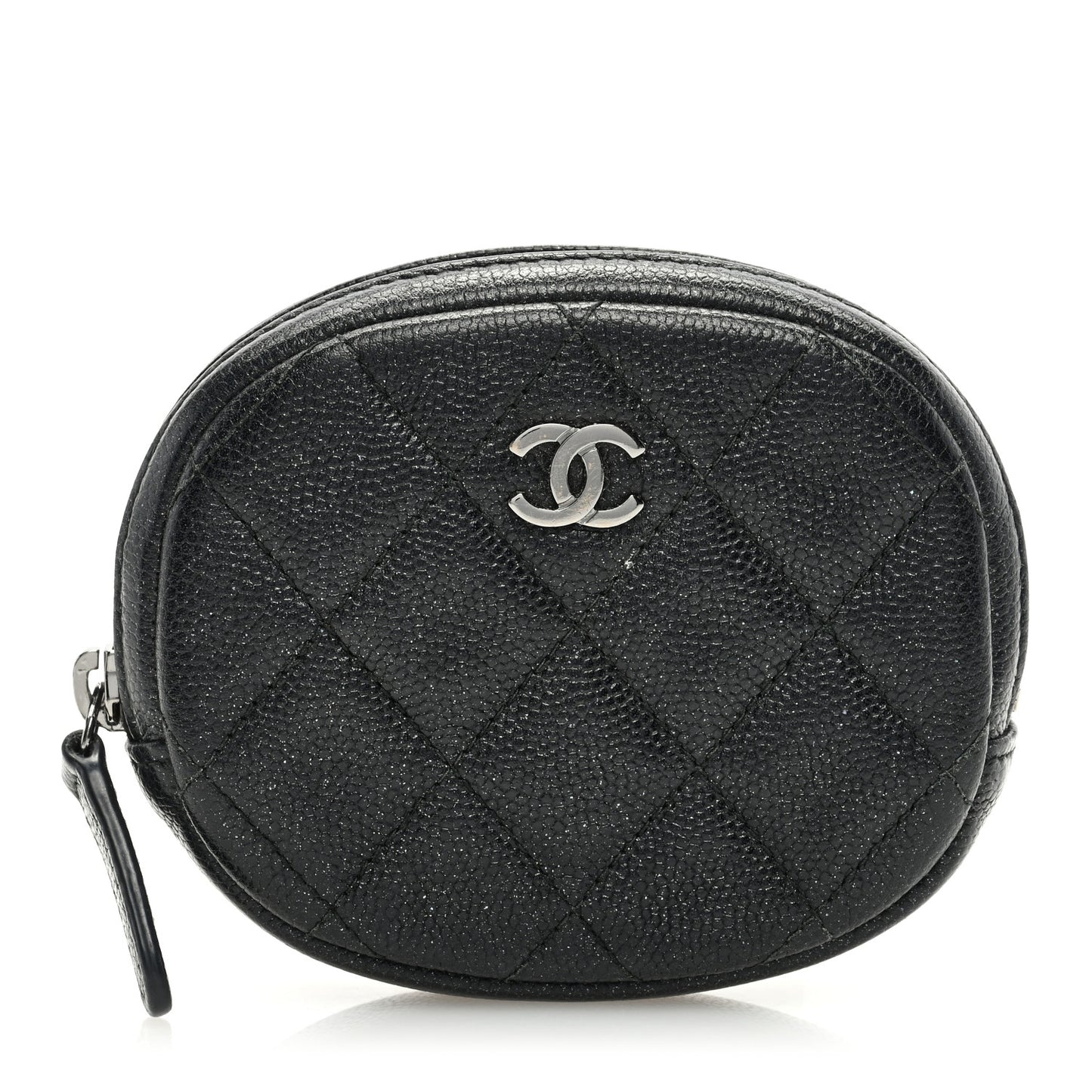 Caviar Quilted Zip Around Classic Coin Purse Black