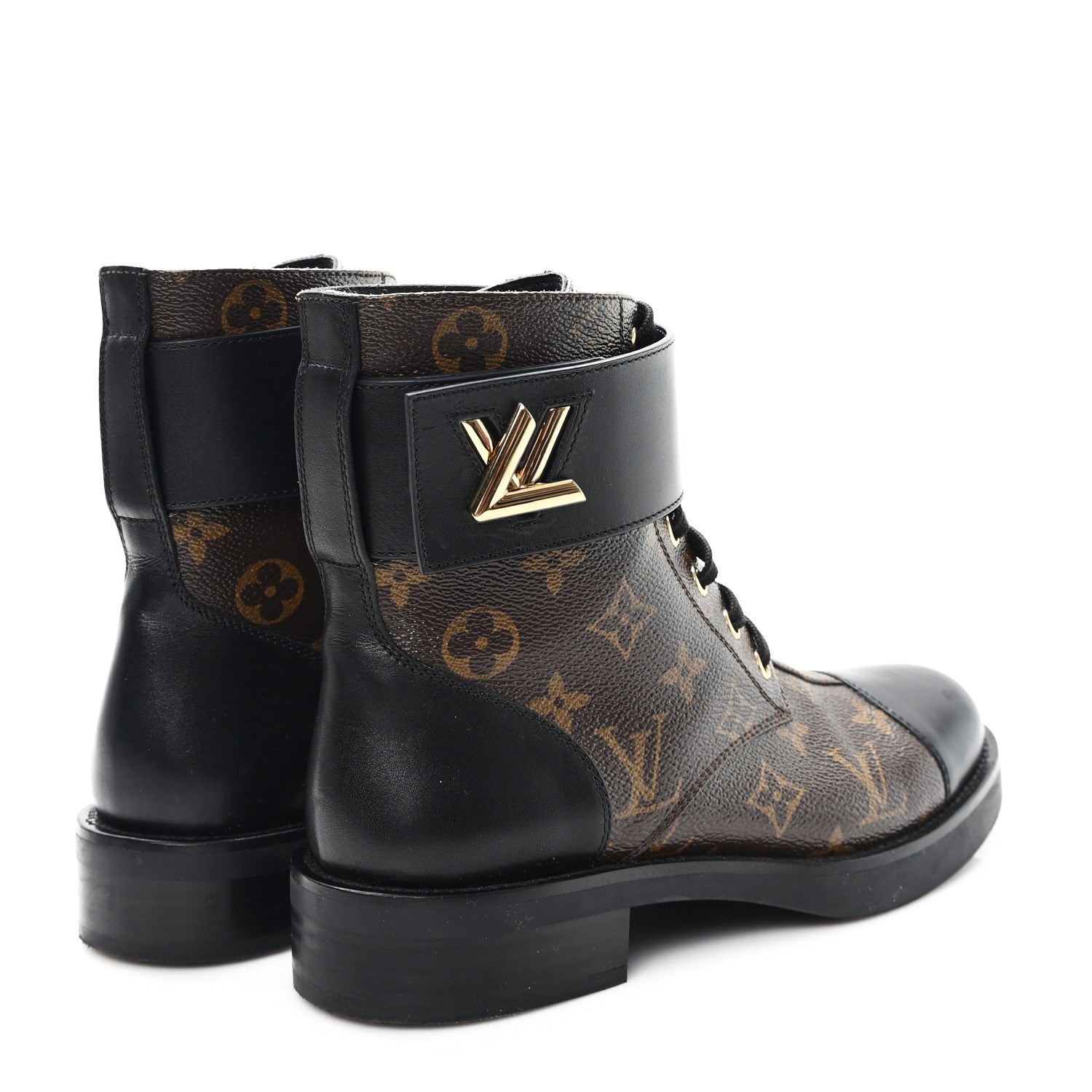 Louis Vuitton Calfskin Monogram Wonderland Flat Ranger Boots 38 Black 5 of 10