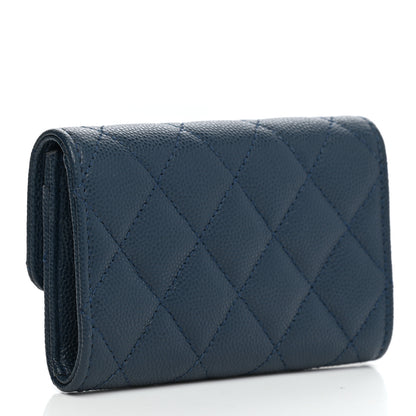 Chanel Caviar Quilted Flap Card Holder Navy Blue 3 of 8