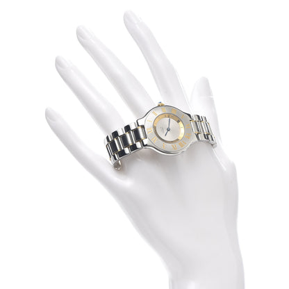 Cartier Stainless Steel 18K Yellow Gold 28mm Must De 21 Quartz Watch 2 of 5