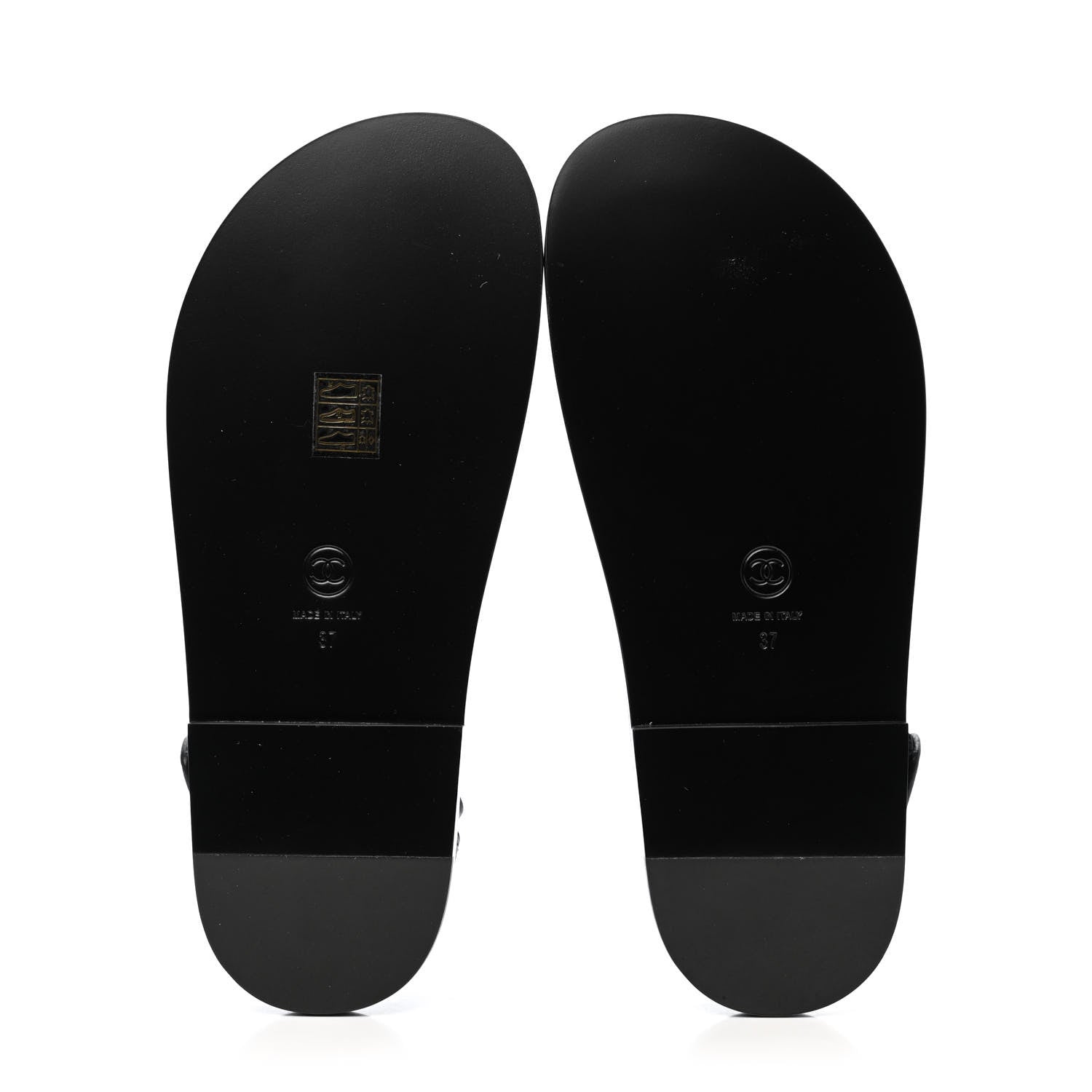 Chanel Grained Calfskin Velcro Dad Sandals 37 Black 4 of 4