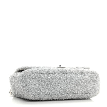 Chanel Lurex Knit Large Pluto Glitter Flap Silver 4 of 8