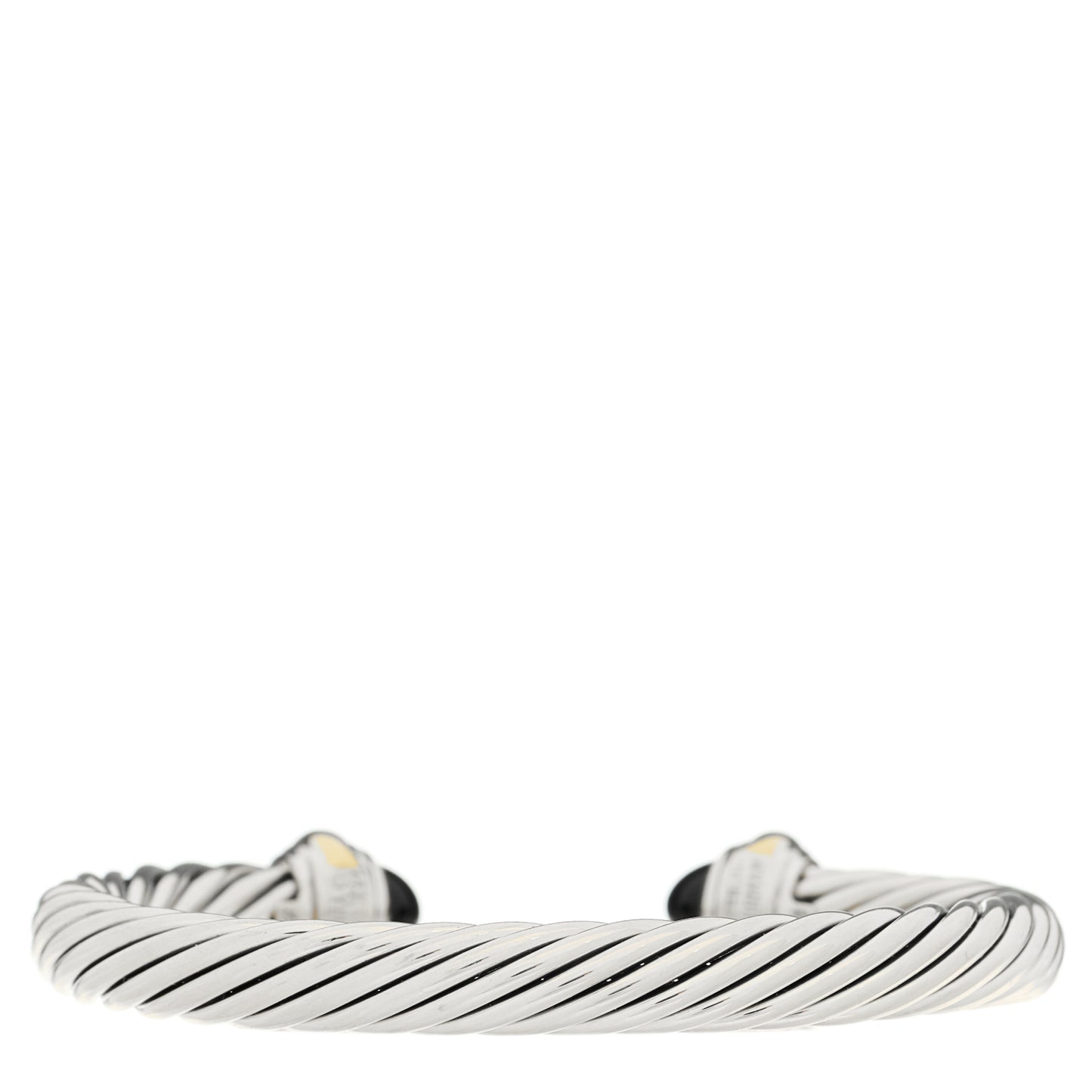 Sterling Silver 14K Yellow Gold Black Onyx 7mm Cable Classics Bracelet