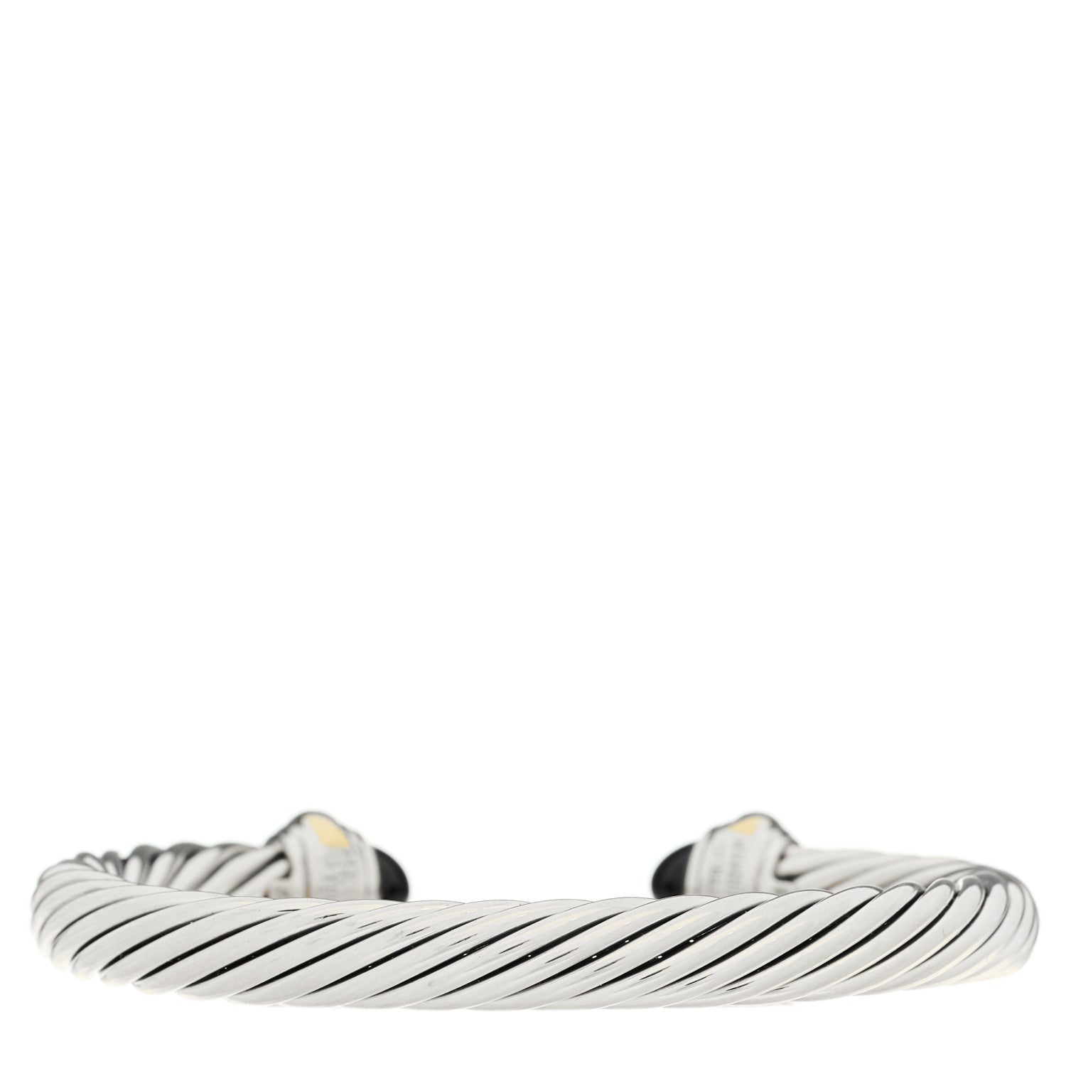 David Yurman Sterling Silver 14K Yellow Gold Black Onyx 7mm Cable Classics Bracelet 2 of 3