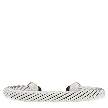 David Yurman Sterling Silver 14K Yellow Gold Black Onyx 7mm Cable Classics Bracelet 2 of 3