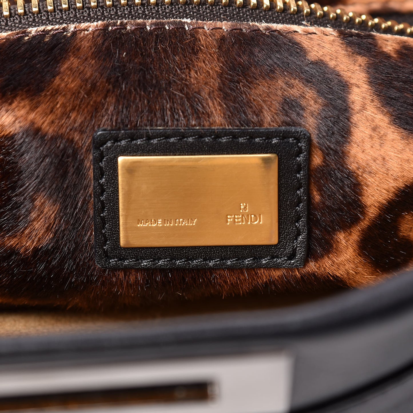 Calfskin Calf Hair Leopard Print Large Peekaboo Iconic Satchel Black