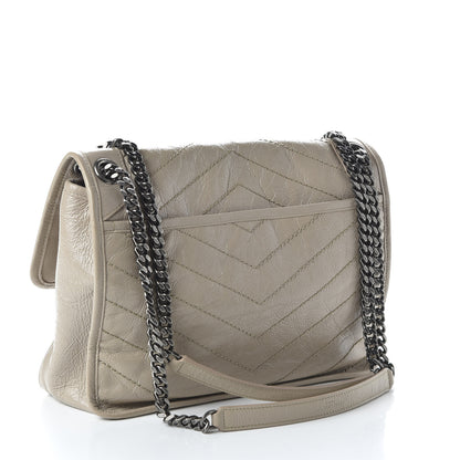 Saint Laurent Crinkled Calfskin Matelasse Monogram Medium Niki Chain Satchel Light Natural 3 of 9