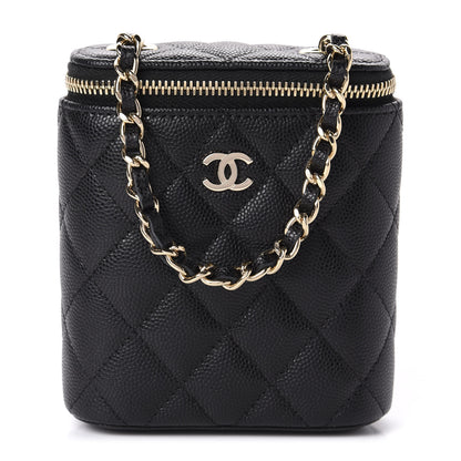 Chanel Caviar Quilted Small Vertical Coco Beauty Vanity Case With Chain Black 1 of 10