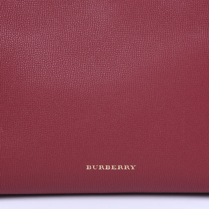 Burberry Grainy Calfskin House Check Medium Banner Tote Russet Red 8 of 11