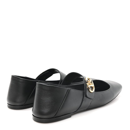 Valentino Garavani Calfskin VLogo Locker Mary Jane Ballerina Flats 39.5 Black 5 of 10