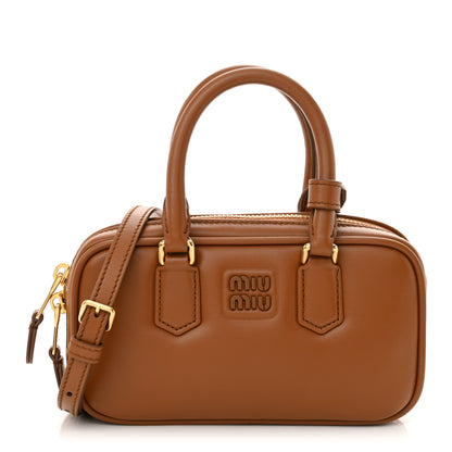 Miu Miu Calfskin Mini Arcadie Top Handle Bag Cognac 1 of 11