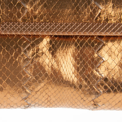Bottega Veneta Metallic Ayers Wristlet Clutch Oro Bruciato 8 of 8