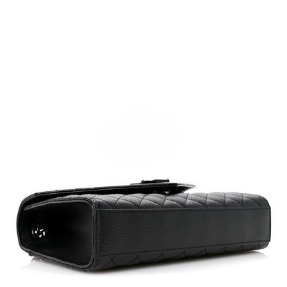 Saint Laurent Grain De Poudre Textured Mixed Matelasse Triquilt Medium Monogram Monochrome Satchel Black 4 of 11