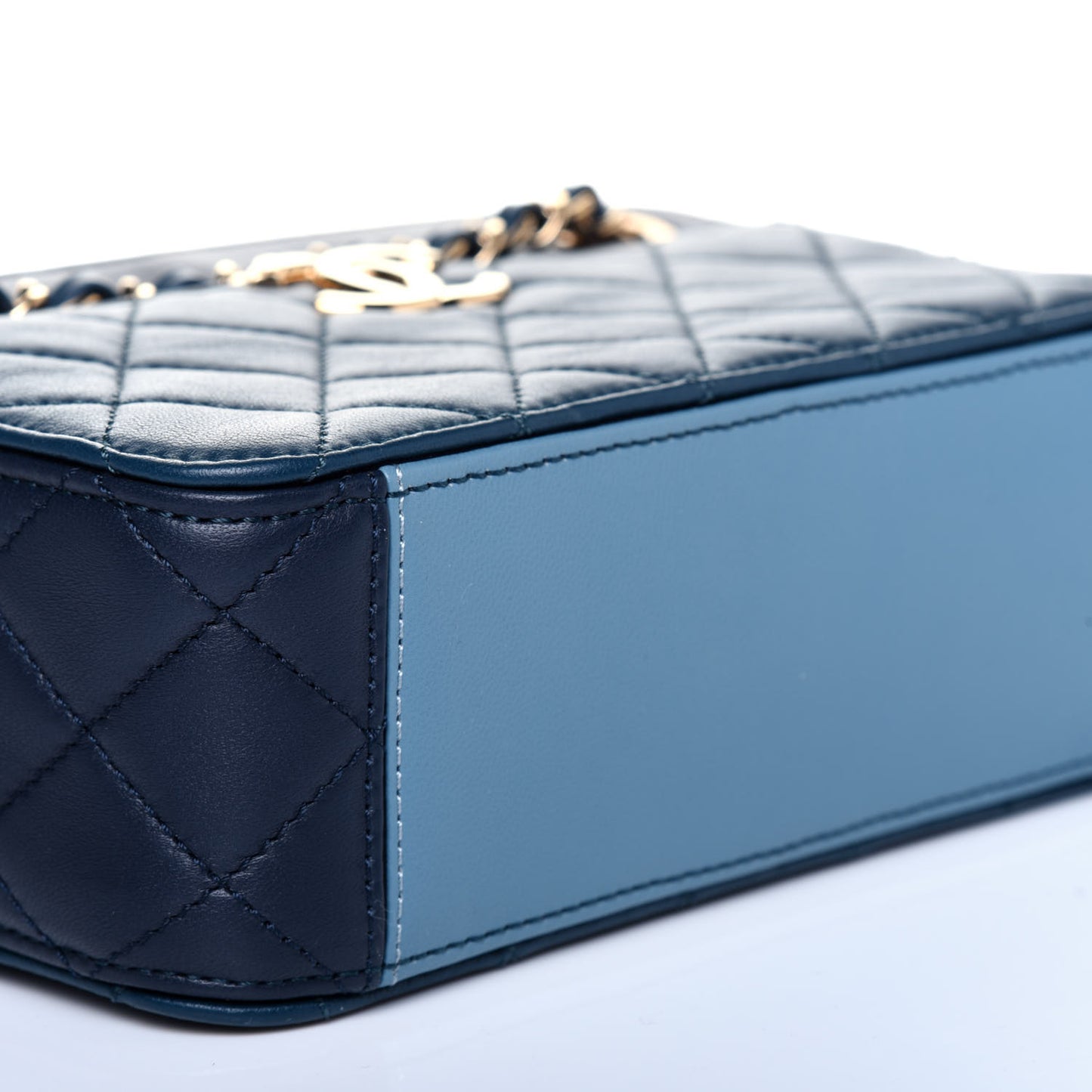 Lambskin Quilted Camera Case Blue