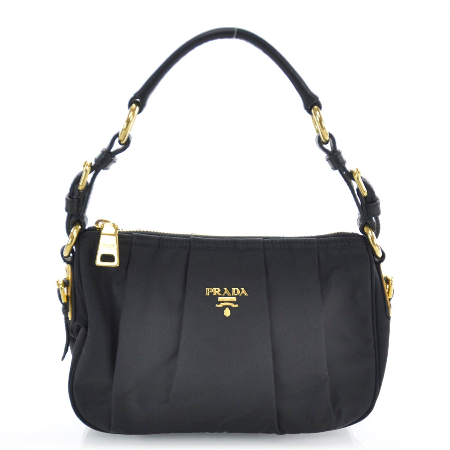 Prada Tessuto Nylon Pleated Evening Bag Black 1 of 8