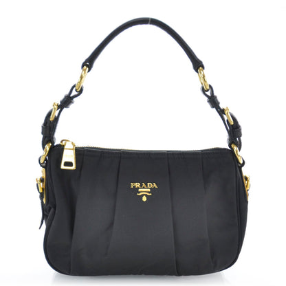 Prada Tessuto Nylon Pleated Evening Bag Black 1 of 8