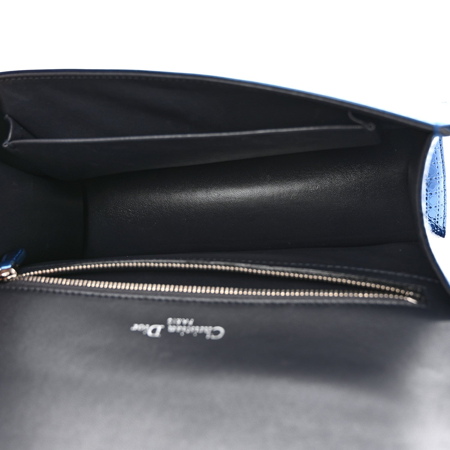 Christian Dior Metallic Patent Micro-Cannage Medium Diorama Flap Bag Blue 5 of 11