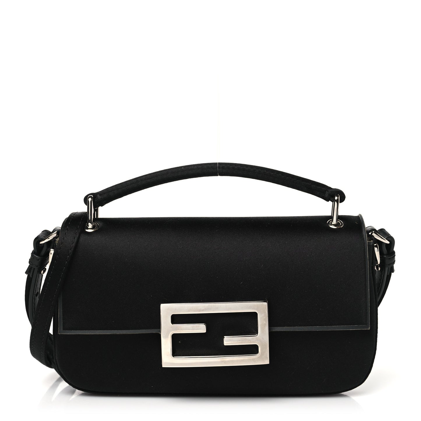 Silk Satin Phone Baguette Black