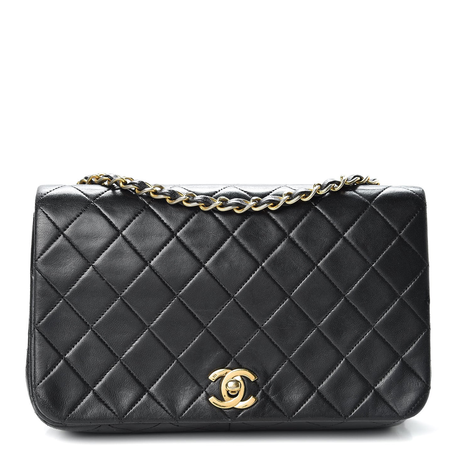 Lambskin Quilted Small Single Flap Black