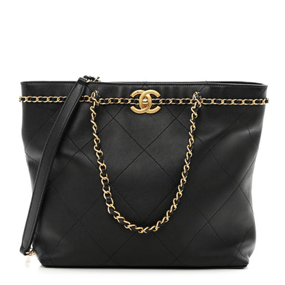 Chanel Calfskin Stitched Small Shopping Tote Black 1 of 10