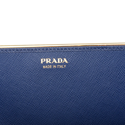 Prada Saffiano Metal Bar Chain Wallet Bleuette 8 of 10