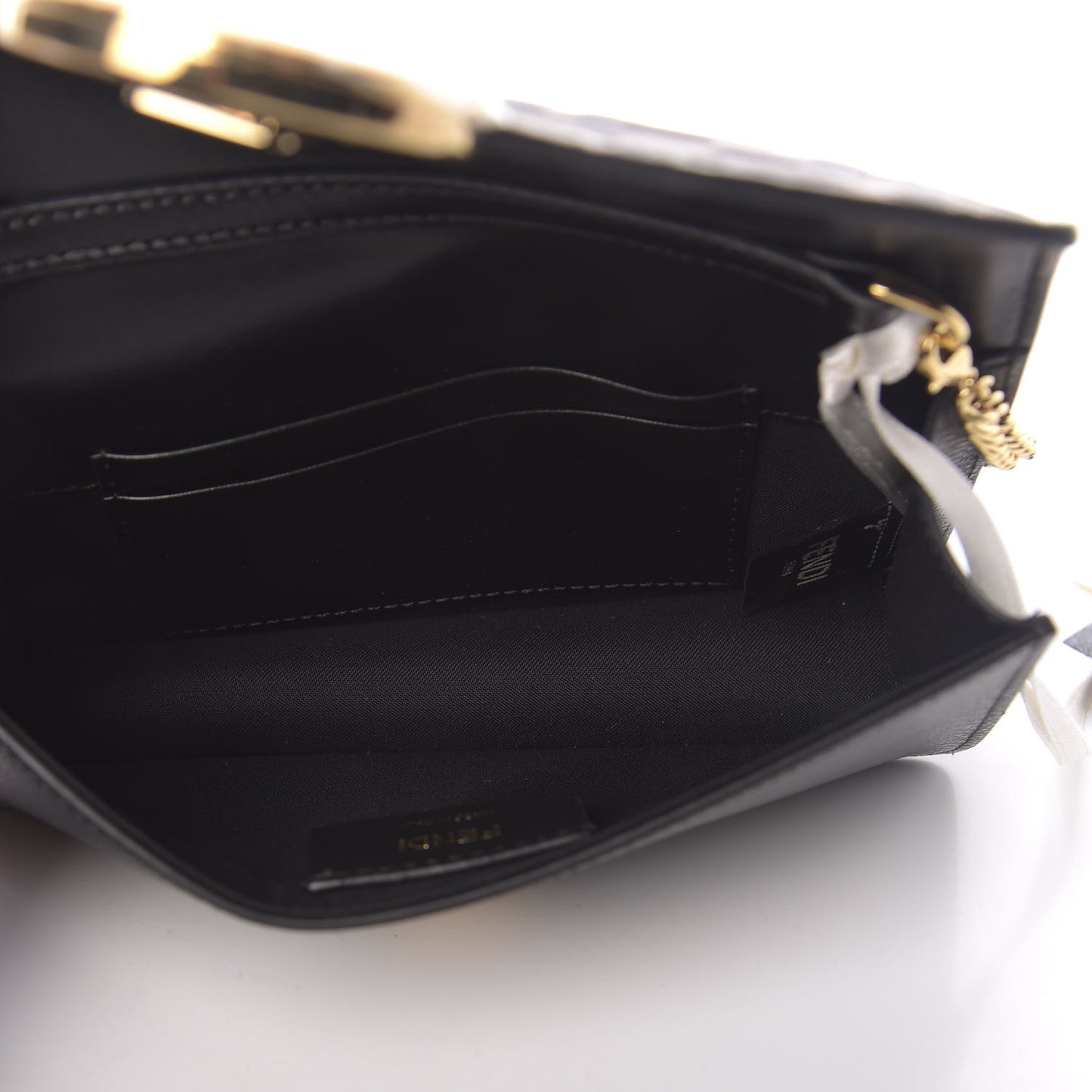 Vitello Cruise F is Fendi Bi-Color FF 1974 Embossed Envelope Belt Bag Maya Black