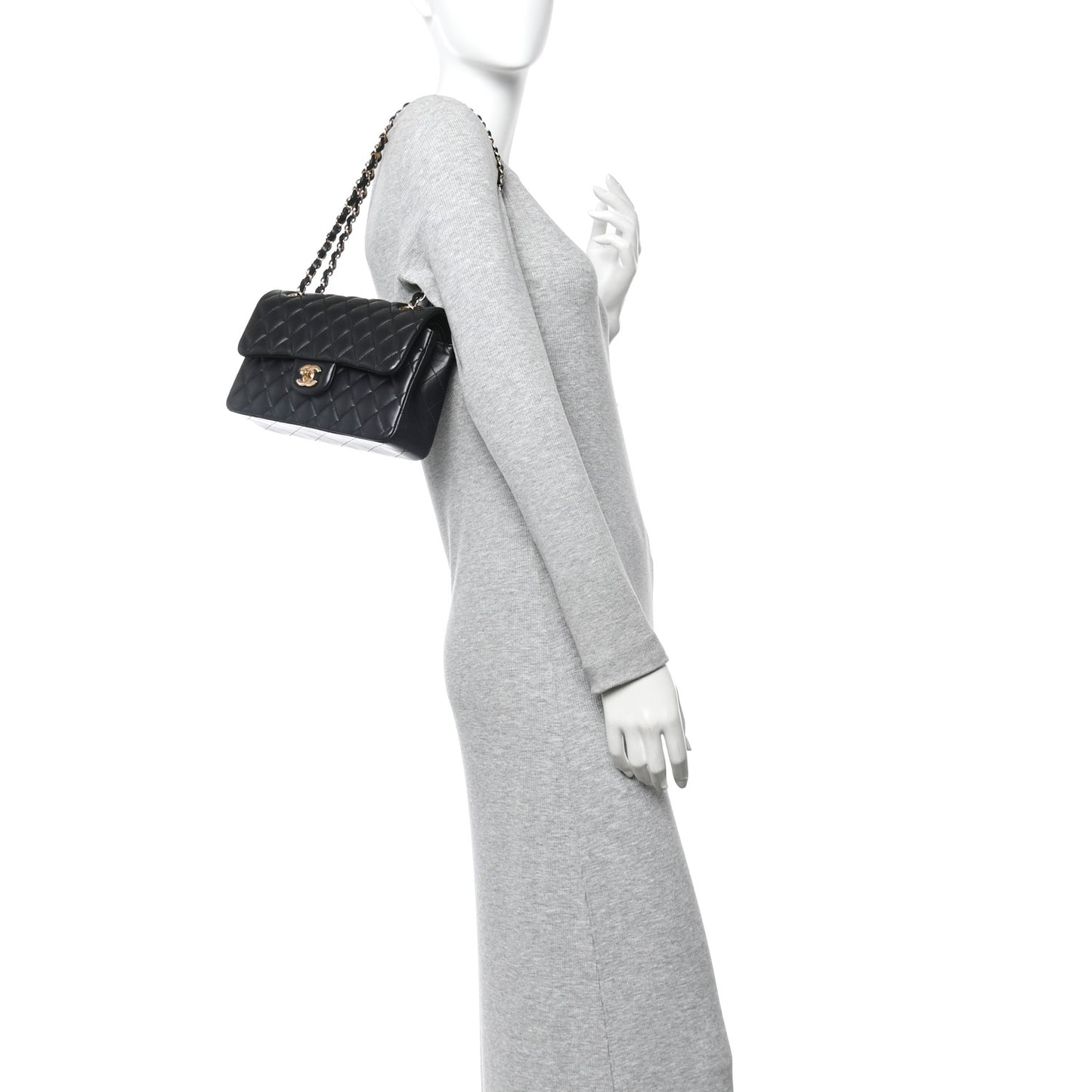 Lambskin Quilted Small Double Flap Black