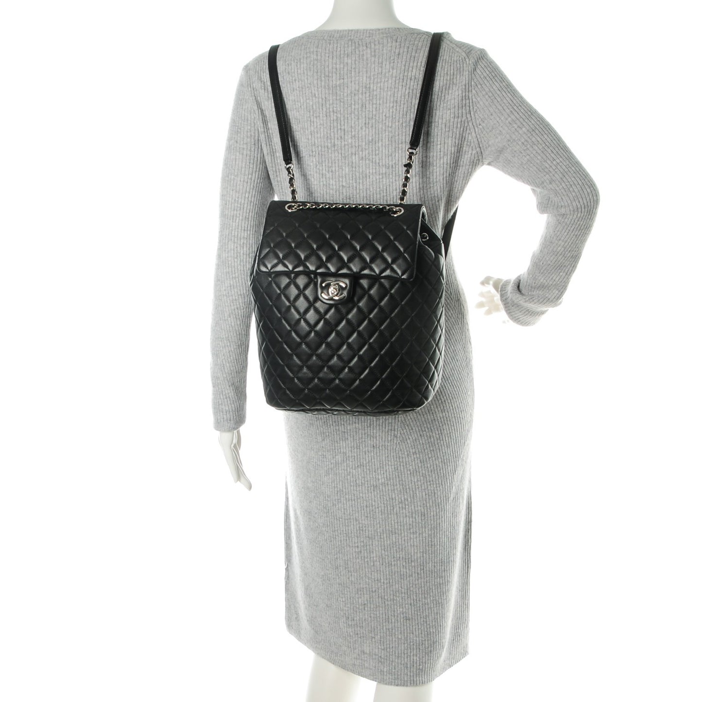 Lambskin Quilted Large Urban Spirit Backpack Black