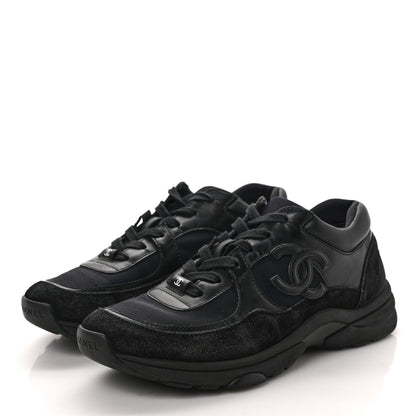 Chanel Toile Suede Calfskin CC Sneakers 38 Black 3 of 8
