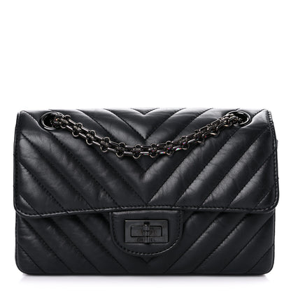 Chanel Aged Calfskin Chevron Quilted 2.55 Reissue Mini Flap So Black 1 of 14