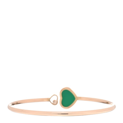 Chopard 18K Rose Gold Diamond Green Agate Happy Hearts Bangle Bracelet 2 of 4