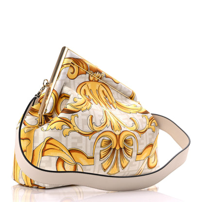 Fendi X VERSACE Silk Calfskin Fendace FF Baroque Print Medium Fendi First White Gold 3 of 8