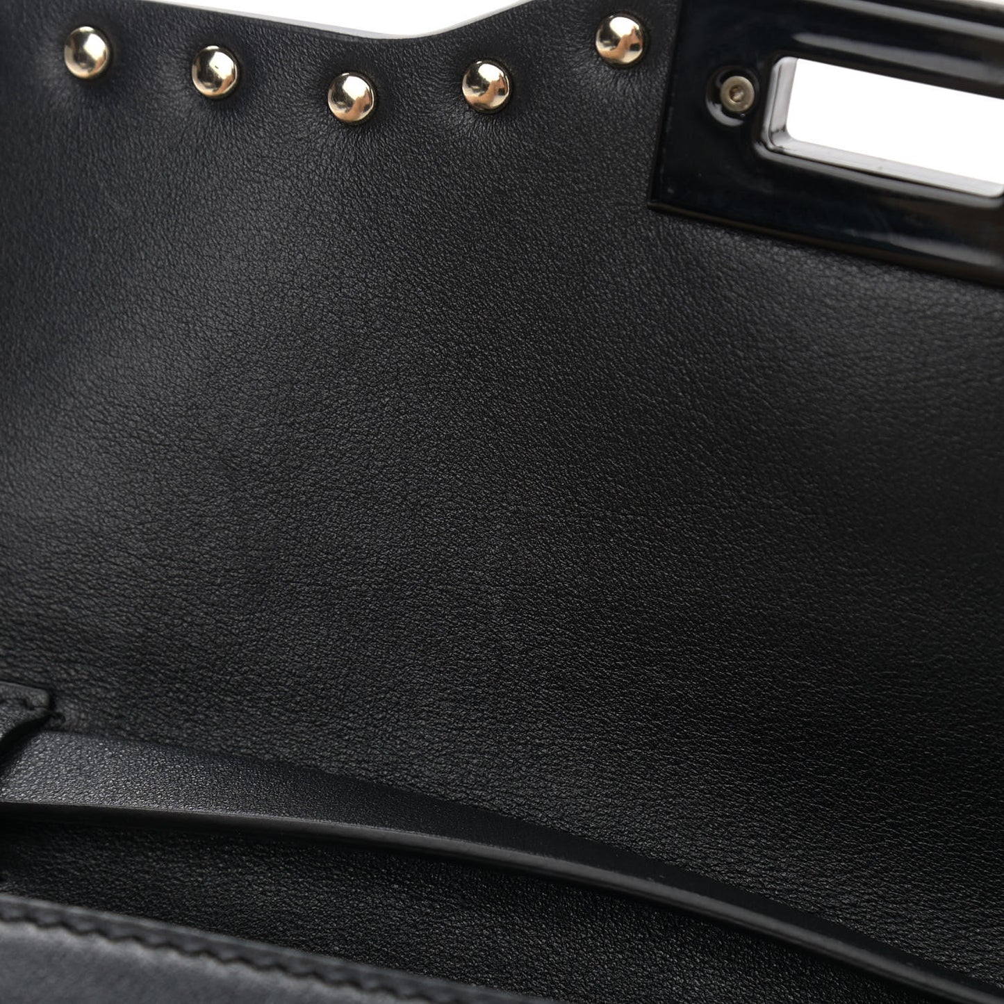 Vitello Monochrome Medium Rockstud Flip Lock Crossbody Bag Black