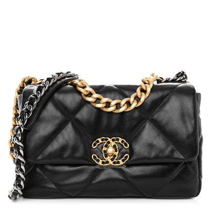 Chanel Shiny Goatskin Quilted Medium Chanel 19 Flap Black 1 of 9